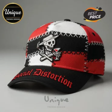 Social Distortion Skull Iconic Logo Patchwork Design Baseball Cap