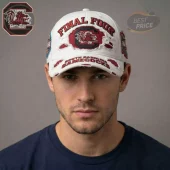 Distressed white baseball cap, red FINAL FOUR text, SC Gamecocks rooster logo, SOUTH CAROLINA GAMECOCKS brim!