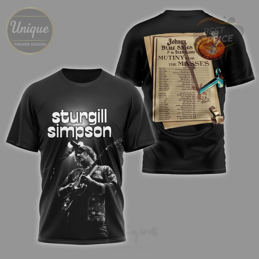 Sturgill Simpson 2026 Tour Johnny Blue Skies & The Dark Clouds 3D T-Shirt Sturgill Simpson 2026 Tour Johnny Blue Skies & The Dark Clouds 3D T-Shirt