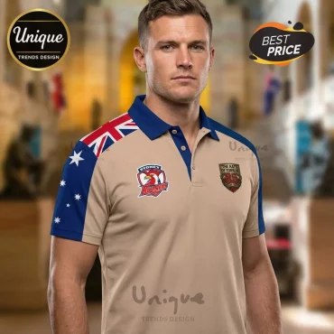 Sydney Roosters Rats of Tobruk 85th Anniversary Memorial ANZAC Polo Shirt