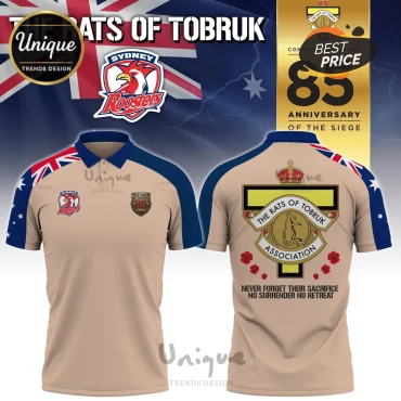 Sydney Roosters Rats of Tobruk 85th Anniversary Memorial ANZAC Polo Shirt