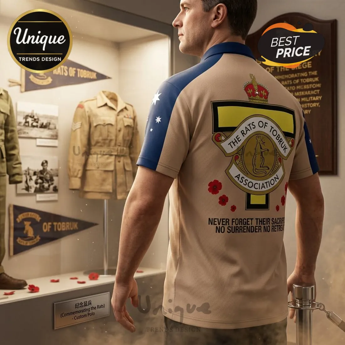 Sydney Roosters Rats of Tobruk 85th Anniversary Memorial ANZAC Polo Shirt Sydney Roosters Rats of Tobruk 85th Anniversary Memorial ANZAC Polo Shirt