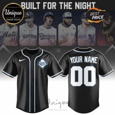 Tampa Bay Rays MLB Built For The Night Custom Name Number Black Baseball Jersey