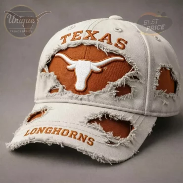 Texas Longhorns Distressed Embroidered Logo Adjustable Baseball Cap