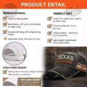 Distressed black baseball cap with orange 'TEXAS LONGHORNS' text, white outline, side stripe, brown longhorn logo!