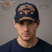 Navy cap, orange embroidered 'NCAA WOMEN'S FINAL FOUR 2026' with longhorn logo, 'Texas Longhorns' script!