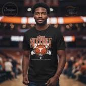 Black tee with bold orange, white, grey collegiate graphic! Features 