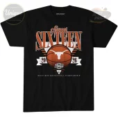 Black 'Sweet Sixteen 2026' basketball tee with orange, white text and Longhorns logo for NCAA Men's Championship!