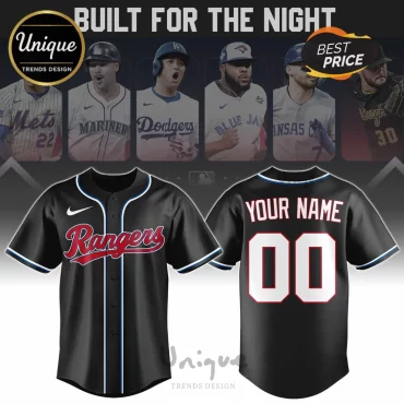 Texas Rangers Custom Black Personalized MLB Baseball Jersey