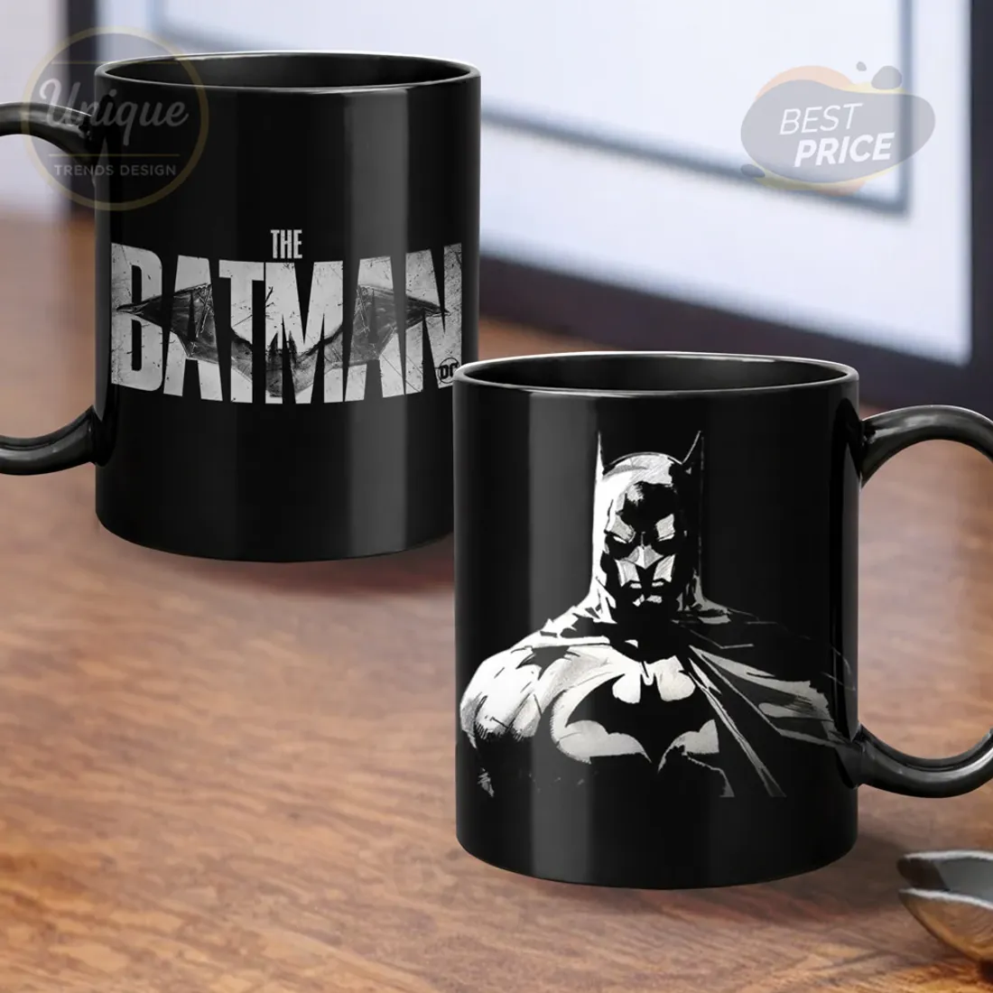 The Batman Movie Logo & Character Art Premium Black Mug The Batman Movie Logo & Character Art Premium Black Mug