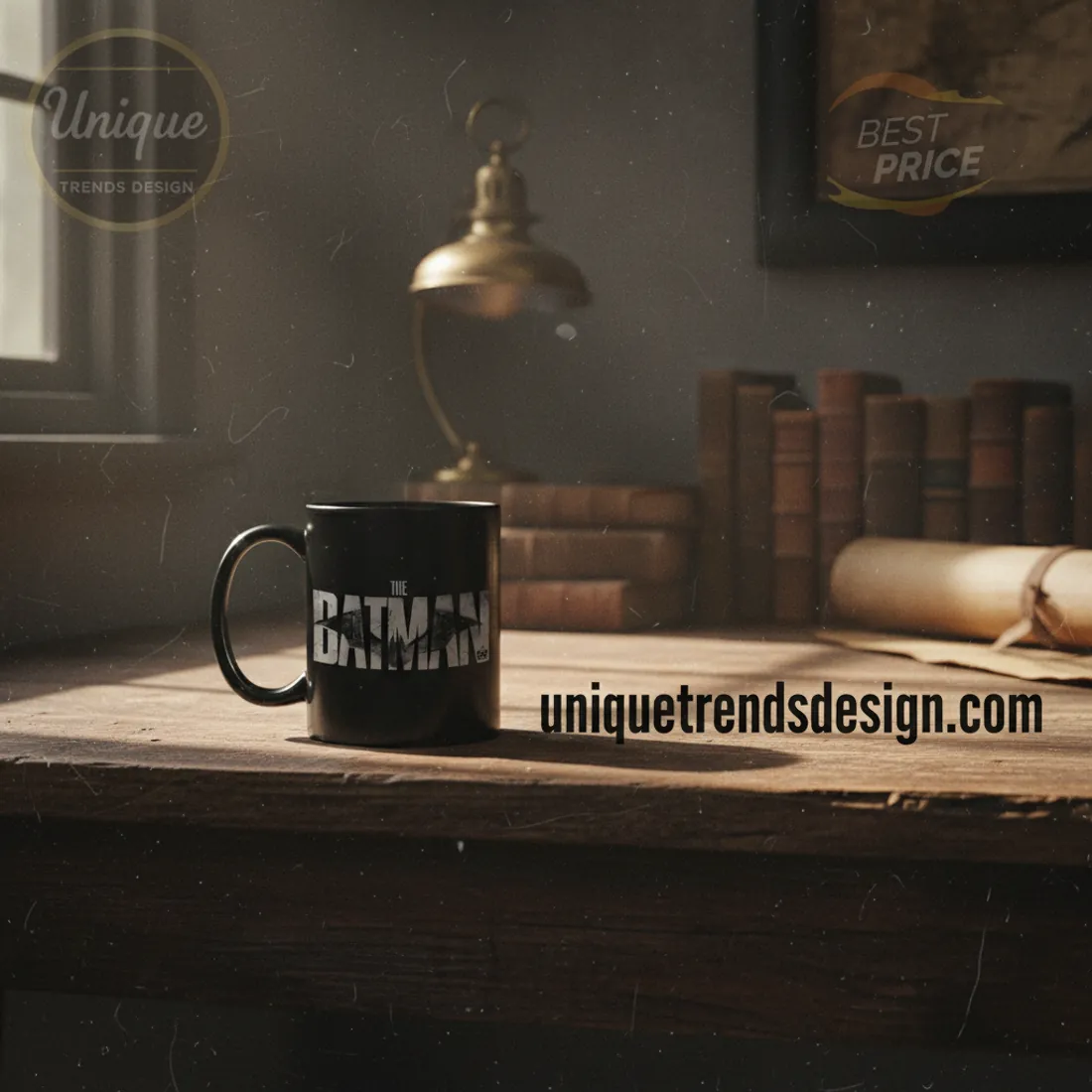 The Batman Movie Logo & Character Art Premium Black Mug The Batman Movie Logo & Character Art Premium Black Mug