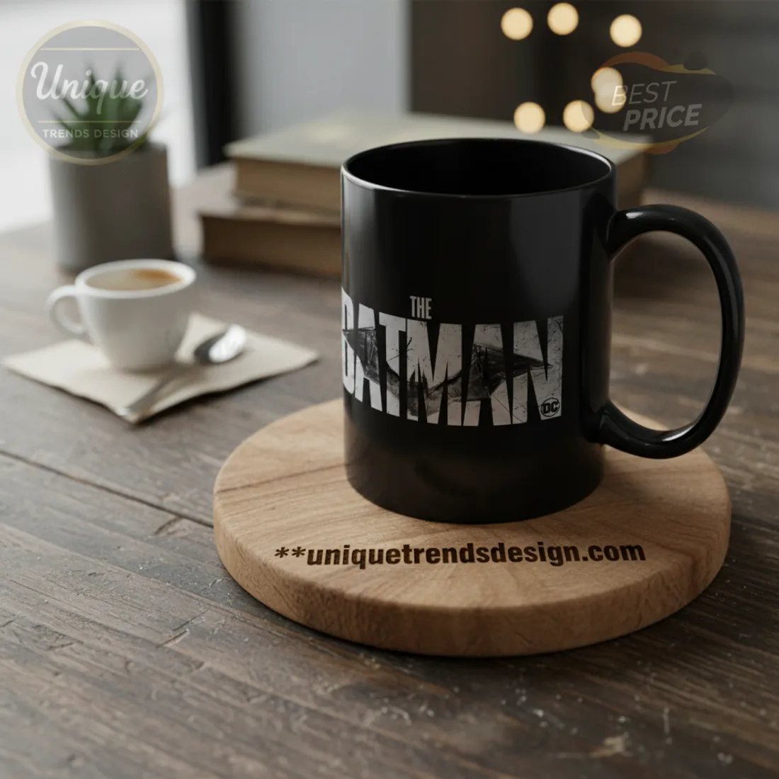 The Batman Movie Logo & Character Art Premium Black Mug