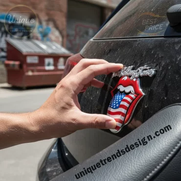 The Rolling Stones 3D American Flag Lips Car Badge
