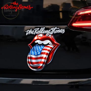 The Rolling Stones 3D American Flag Lips Car Badge