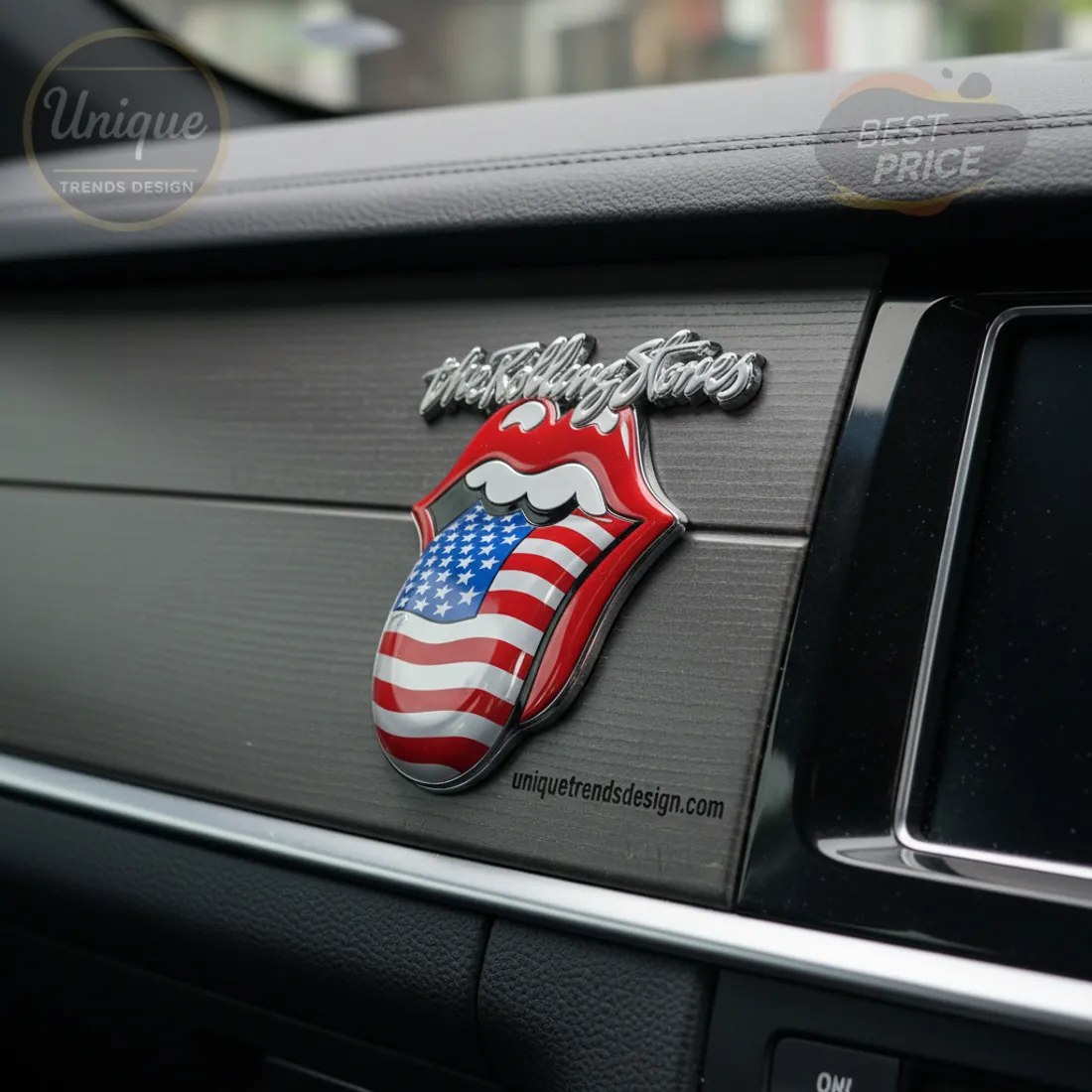 The Rolling Stones 3D American Flag Lips Car Badge