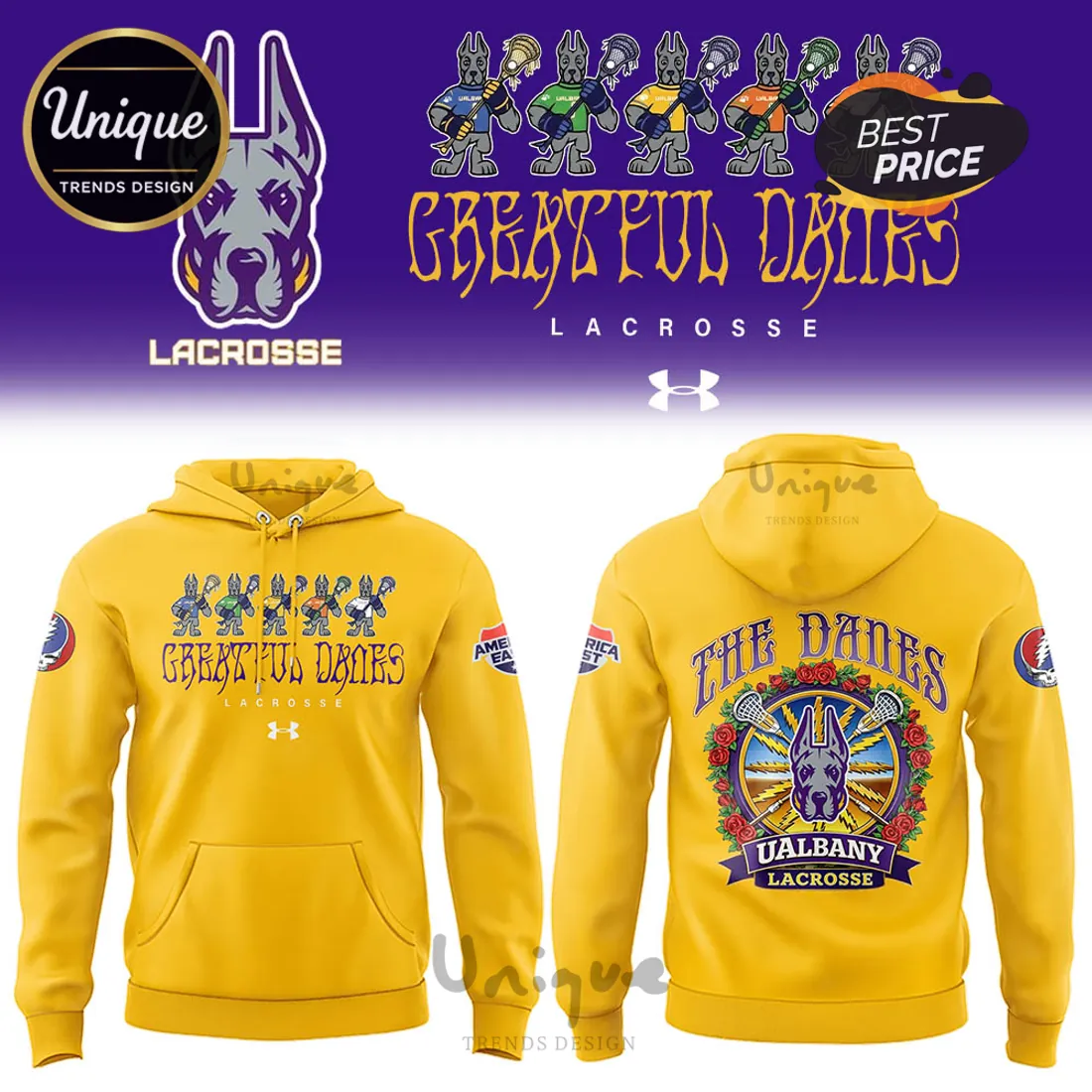 UAlbany Greatful Danes Lacrosse Grateful Dead Style Pullover Hoodie UAlbany Greatful Danes Lacrosse Grateful Dead Style Pullover Hoodie