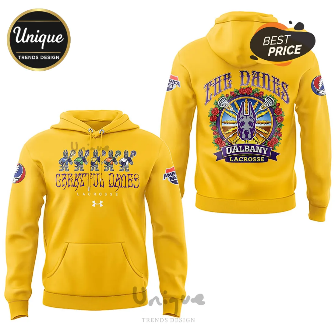 UAlbany Greatful Danes Lacrosse Grateful Dead Style Pullover Hoodie UAlbany Greatful Danes Lacrosse Grateful Dead Style Pullover Hoodie