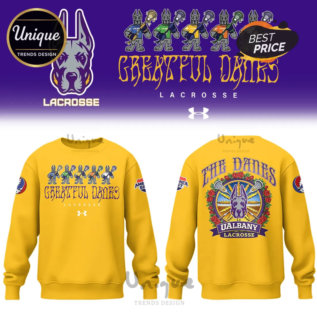UAlbany Greatful Danes Lacrosse Grateful Dead Style Pullover Hoodie UAlbany Greatful Danes Lacrosse Grateful Dead Style Pullover Hoodie