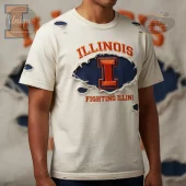 University of Illinois Fighting Illini Distressed Vintage Embroidered T-Shirt