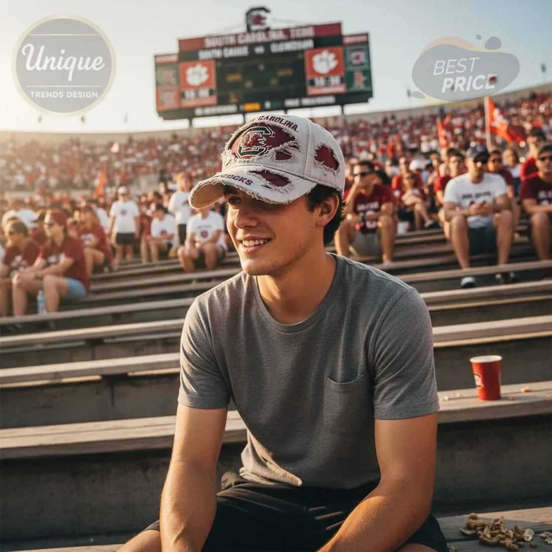USC Gamecocks Vintage Distressed Embroidered Fan Gear Baseball Cap USC Gamecocks Vintage Distressed Embroidered Fan Gear Baseball Cap