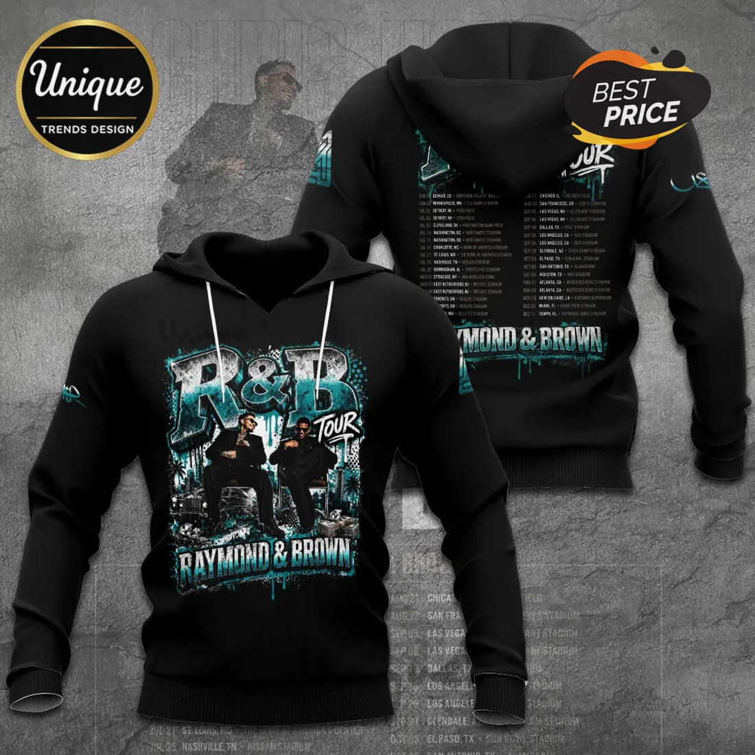 Usher Chris Brown R&B Tour Raymond & Brown Graphic T-Shirt Usher Chris Brown R&B Tour Raymond & Brown Graphic T-Shirt