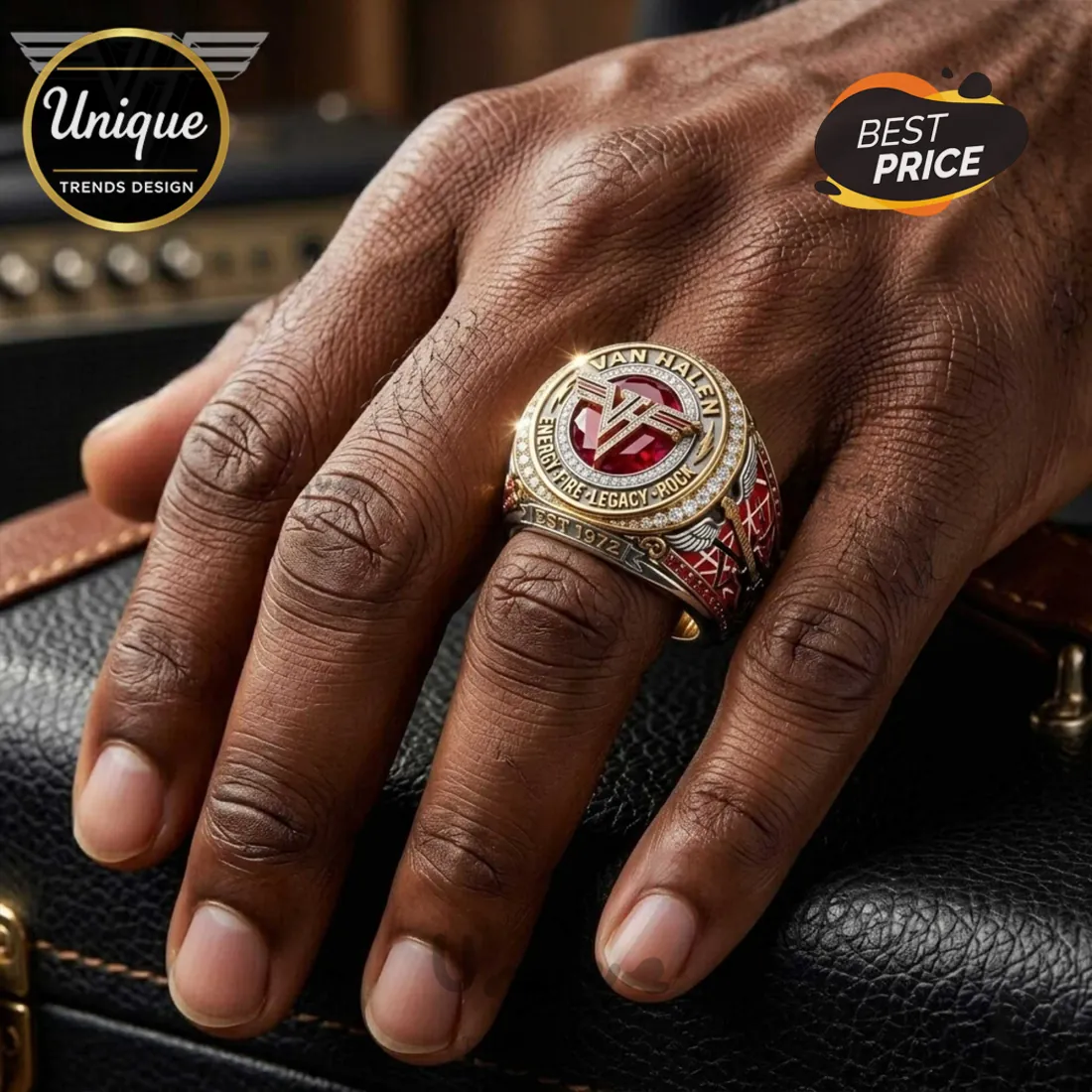 Van Halen Commemorative Legacy Rock Band Premium Diamond Ruby Ring Van Halen Commemorative Legacy Rock Band Premium Diamond Ruby Ring