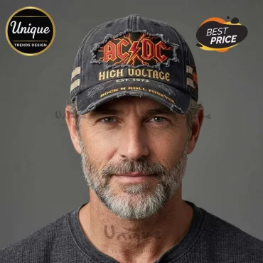 AC/DC Est. 1973 Classic Rock Band Merch Distressed Baseball Cap