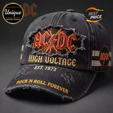 AC/DC Est. 1973 Classic Rock Band Merch Distressed Baseball Cap