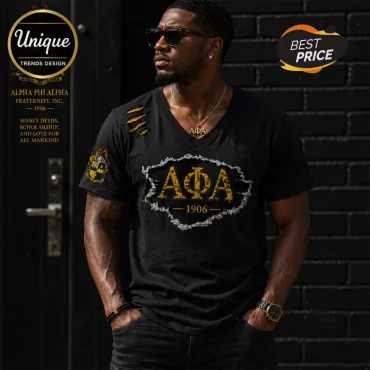 Alpha Phi Alpha 1906 Founding Distressed V-Neck T-Shirt