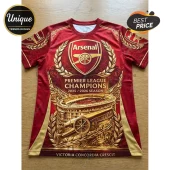 Red and gold Arsenal FC t-shirt with Premier League Champions 2025-2026 print and cannon graphic!