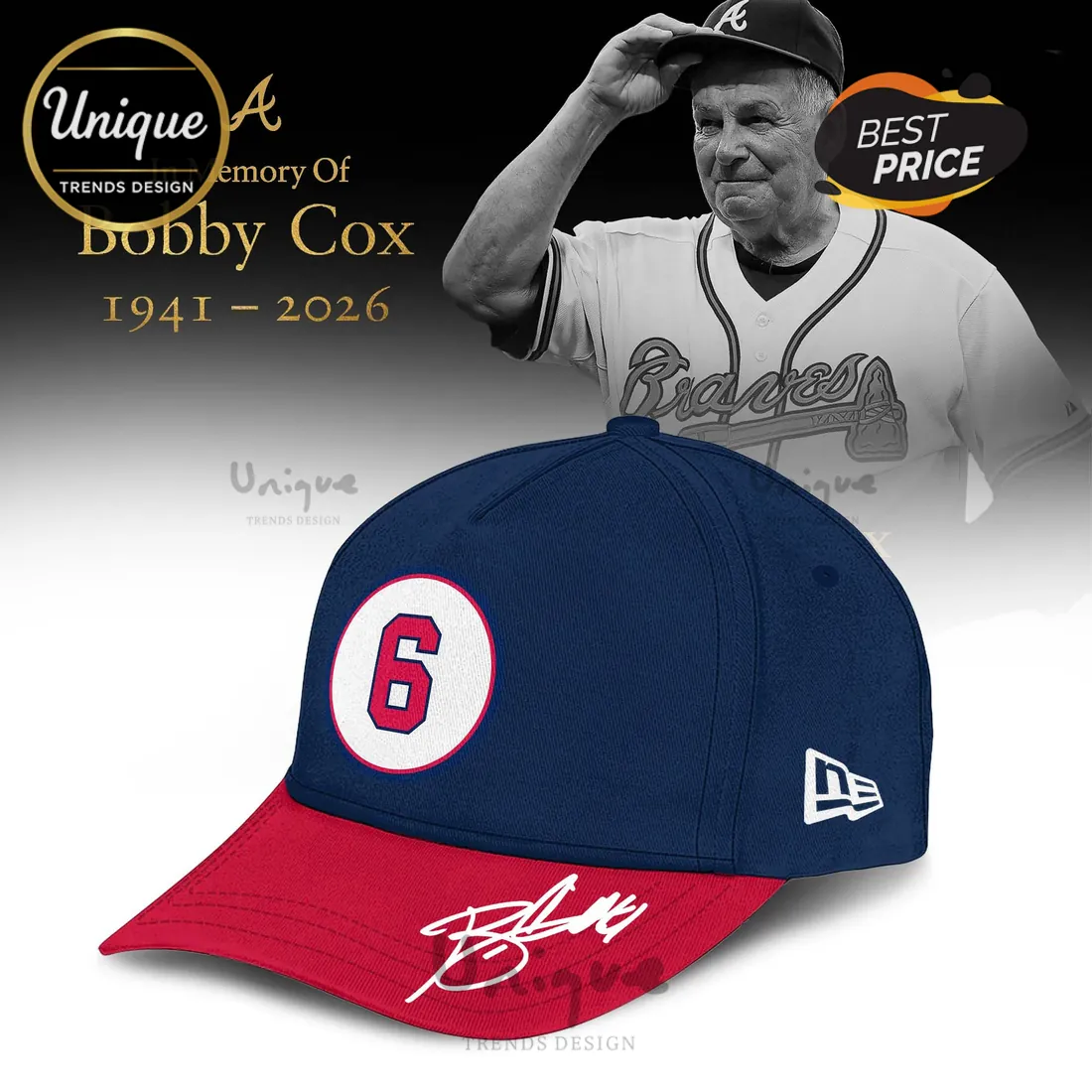 Atlanta Braves Bobby Cox #6 In Memory 1941-2026 Baseball Jersey Atlanta Braves Bobby Cox #6 In Memory 1941-2026 Baseball Jersey