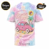 Pastel tie-dye t-shirt with pink vintage car and Buc-ee's Days text graphic design!