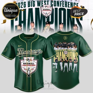 Cal Poly Mustangs 2026 Conference Champions Green Baseball Jersey