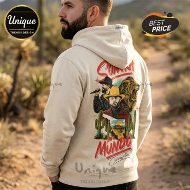 Carin Leon Tour 2026 De Sonora Para El Mundo Beige Pullover Hoodie