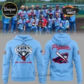 Light blue hoodie with NCISAA Baseball 2A Champions Faith Christian School print and Patriots baseball team graphic back!