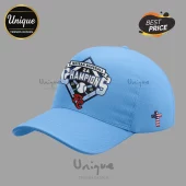 Light blue baseball cap with NCISAA Baseball 2A Champions 2026 text logo and US flag cross icon on side!