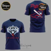 Navy blue short sleeve tee with NCISAA 2A Baseball Champions 2026 Faith Christian School logo on front and Patriot graphic!