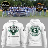 White hoodie with NCISAA 3A Baseball Champions 2026 print featuring green text and a Grace Christian Sanford logo!