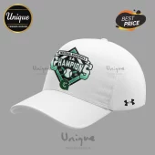 White baseball cap with green and black NCISAA Baseball 3A Champions 2026 logo featuring a diamond and baseball graphic!