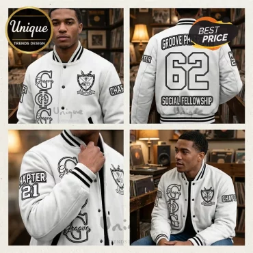 Groove Phi Groove 1962 Social Fellowship White Varsity Jacket