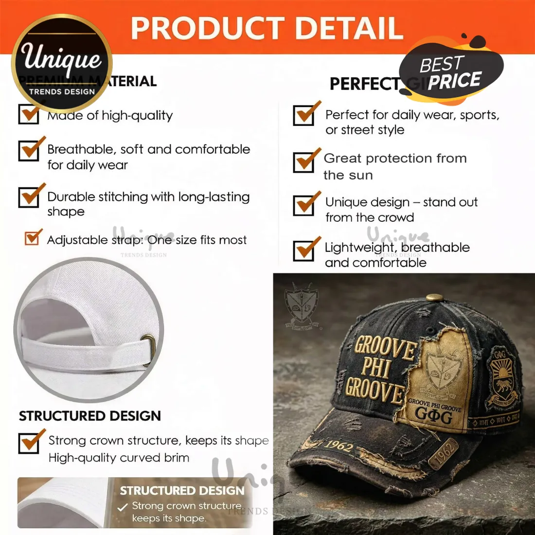 Groove Phi Groove 1962 Vintage Distressed Cap