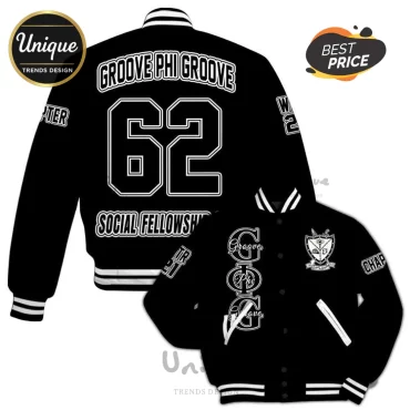 Groove Phi Groove 62 Social Fellowship Black Varsity Jacket