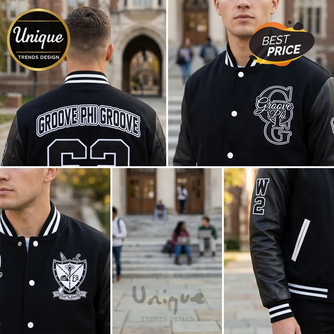 Groove Phi Groove 62 Social Fellowship Black Varsity Jacket Groove Phi Groove 62 Social Fellowship Black Varsity Jacket