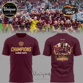 Maroon soccer t-shirt featuring Heart of Midlothian crest and Champions Glorious Hearts text in gold!