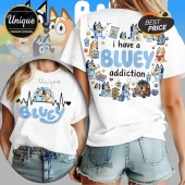 I Have A Bluey Addiction Heartbeat Cute Cartoon T-Shirt