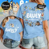 I Have A Bluey Addiction Heartbeat Cute Cartoon T-Shirt