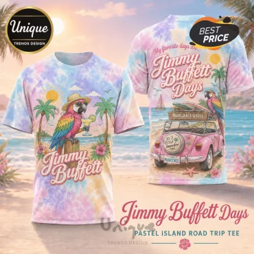 Jimmy Buffett Days Tropical Parrot Pastel Tie-Dye T-Shirt