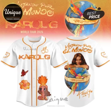 Karol G Viajando Por El Mundo Tropitour 2026 Limited Edition Baseball Jersey