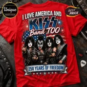 KISS Band America 250 Years of Freedom Patriotic Red T-Shirt