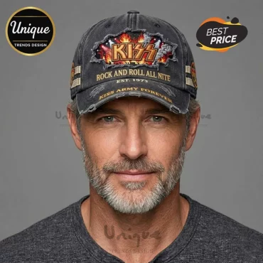 KISS Rock and Roll All Nite Distressed Baseball Cap